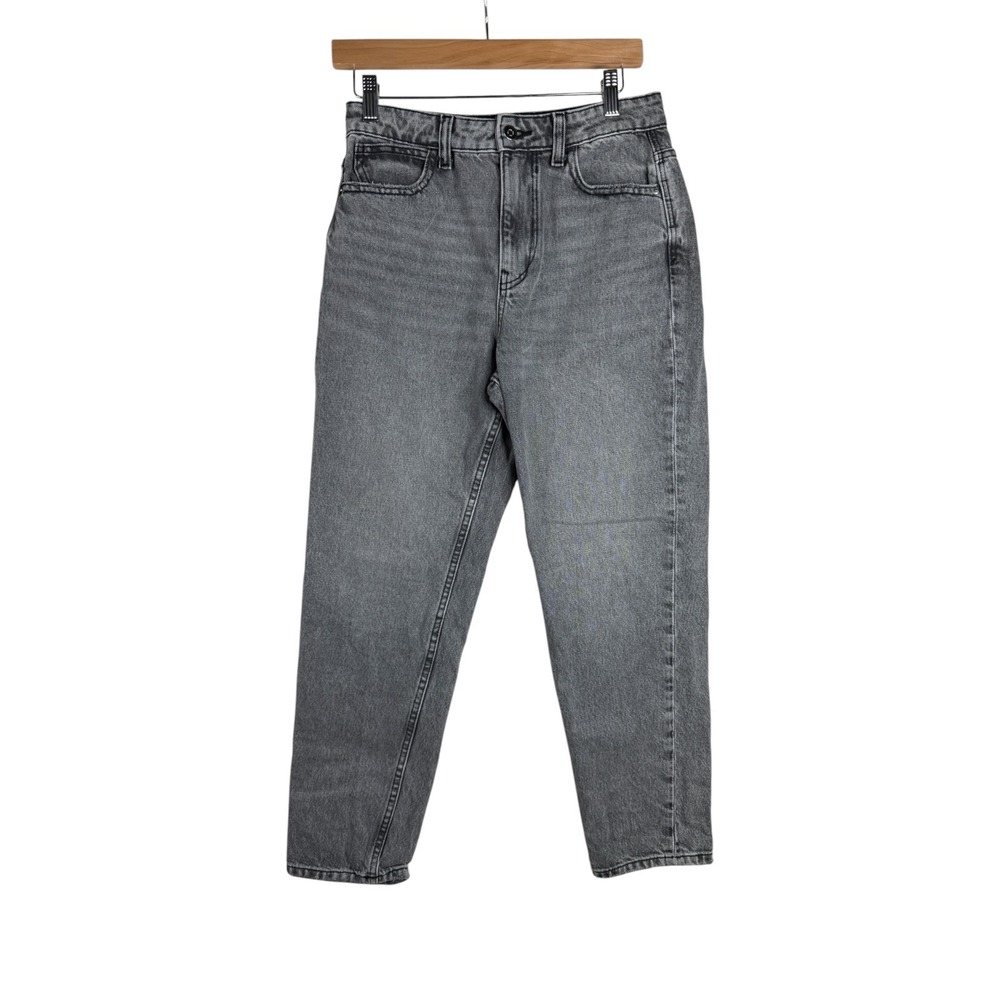Zara Women's Light Grey Charcoal Acid Wash High Waisted Straight Leg Jeans‎ sz 4